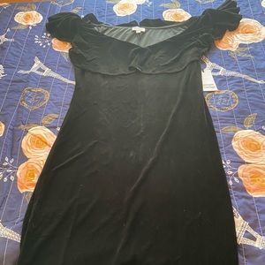 New Black Velvet unique Vintage Off the shoulder dress
